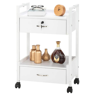Roydom Contemporary White Kitchen Storage Cart Island z szufladami