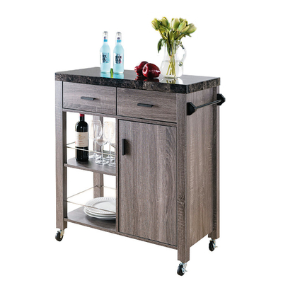OEM Wood Rolling Kitchen Island na kółkach 360 ° obracanie z podwójnymi szufladami