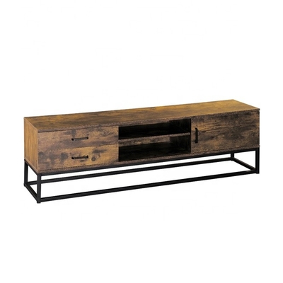 Retro Oak Wood 65-calowa konsola TV Media Szafka Metalowa rama