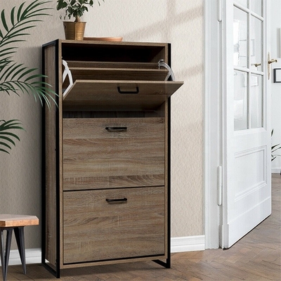 MDF Drewniane 3 poziomy Rozkładane stojaki na buty Meble Organizer Szafka do domu