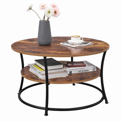 Minimalistyczny Nordic Nesting Okrągły Drewniany I Metalowy Stolik Kawowy Mesa De Centro