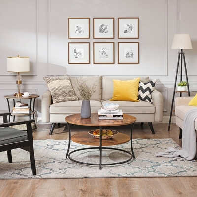 Minimalistyczny Nordic Nesting Okrągły Drewniany I Metalowy Stolik Kawowy Mesa De Centro