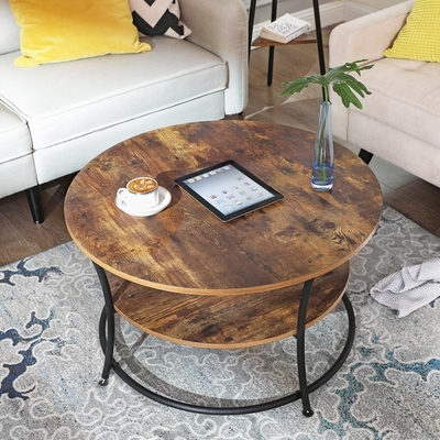 Minimalistyczny Nordic Nesting Okrągły Drewniany I Metalowy Stolik Kawowy Mesa De Centro