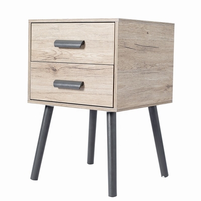 Drewniana sofa Slim Szuflady nocne Stoliki końcowe Szafka nocna z 2 szufladami