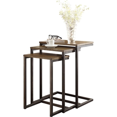 Industrial Wood Metal Nesting Stoliki nocne w kształcie litery C